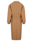 Balloon Sleeve Camel Trench Coat with Sleeve Elastic Waist Belt - Camel