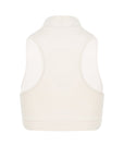 Cream Zipper Detail Mock Neck Short Blouse | Porterist