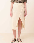 Double-breasted Waist Tie Skirt Natural