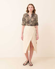 Double-breasted Waist Tie Skirt Natural