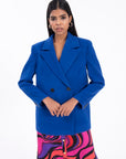 Sax Blue Double Breasted Blazer Jacket  - Porterist 1