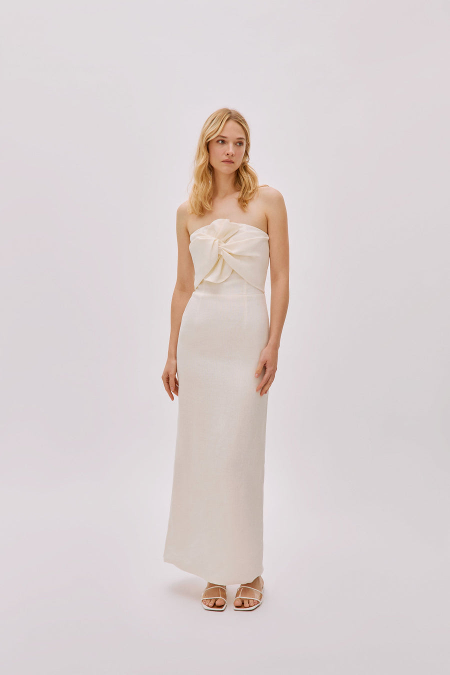 Alaia White Linen Twist Maxi Dress