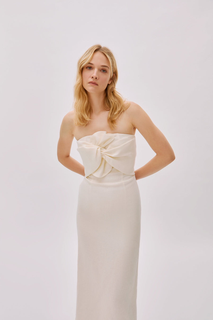 Alaia White Linen Twist Maxi Dress