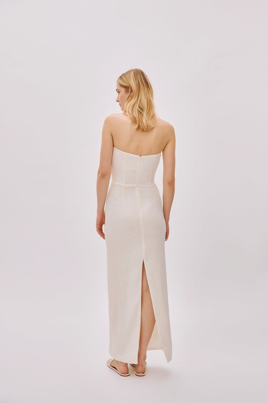 Alaia White Linen Twist Maxi Dress