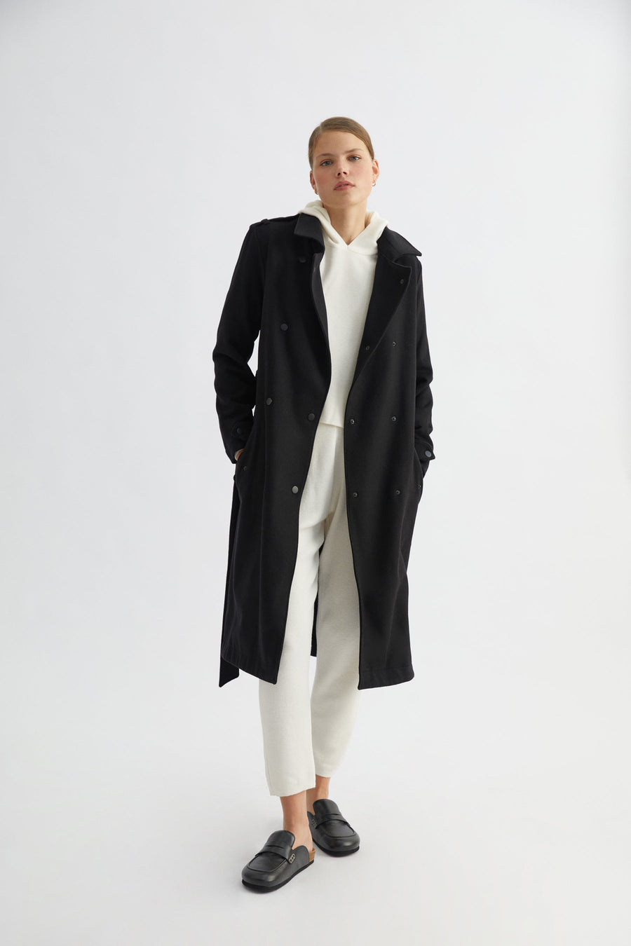 Black Wool Trench Coat