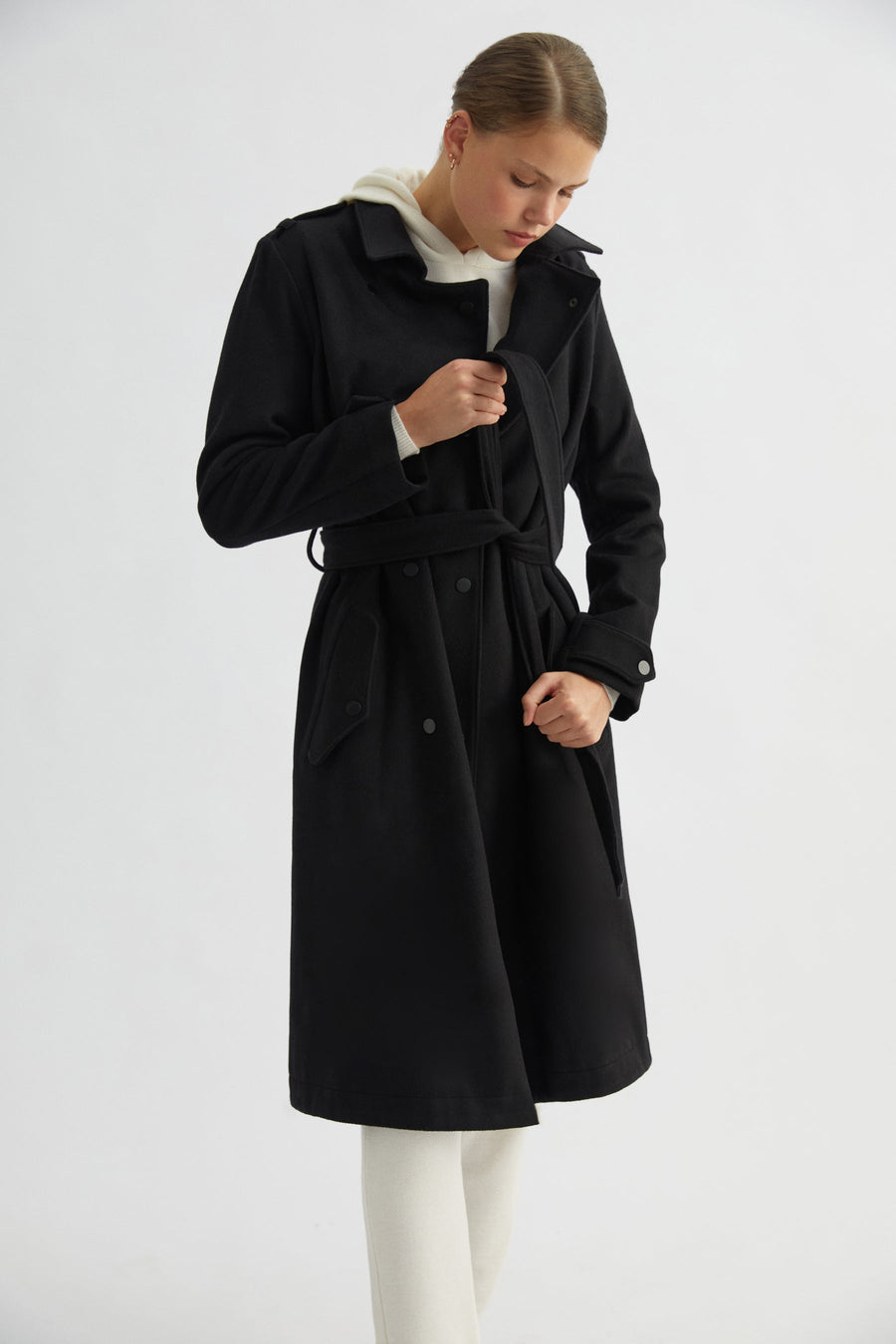 Black Wool Trench Coat