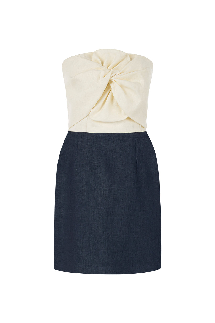 Hazel Two Toned Linen Twist Mini Dress
