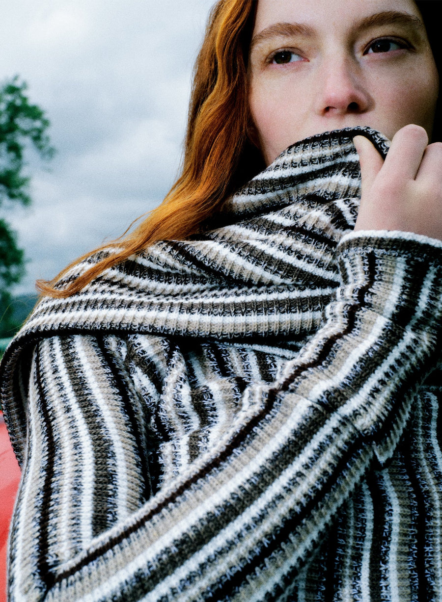 Juniper Backless Striped Wool Maxi Dress