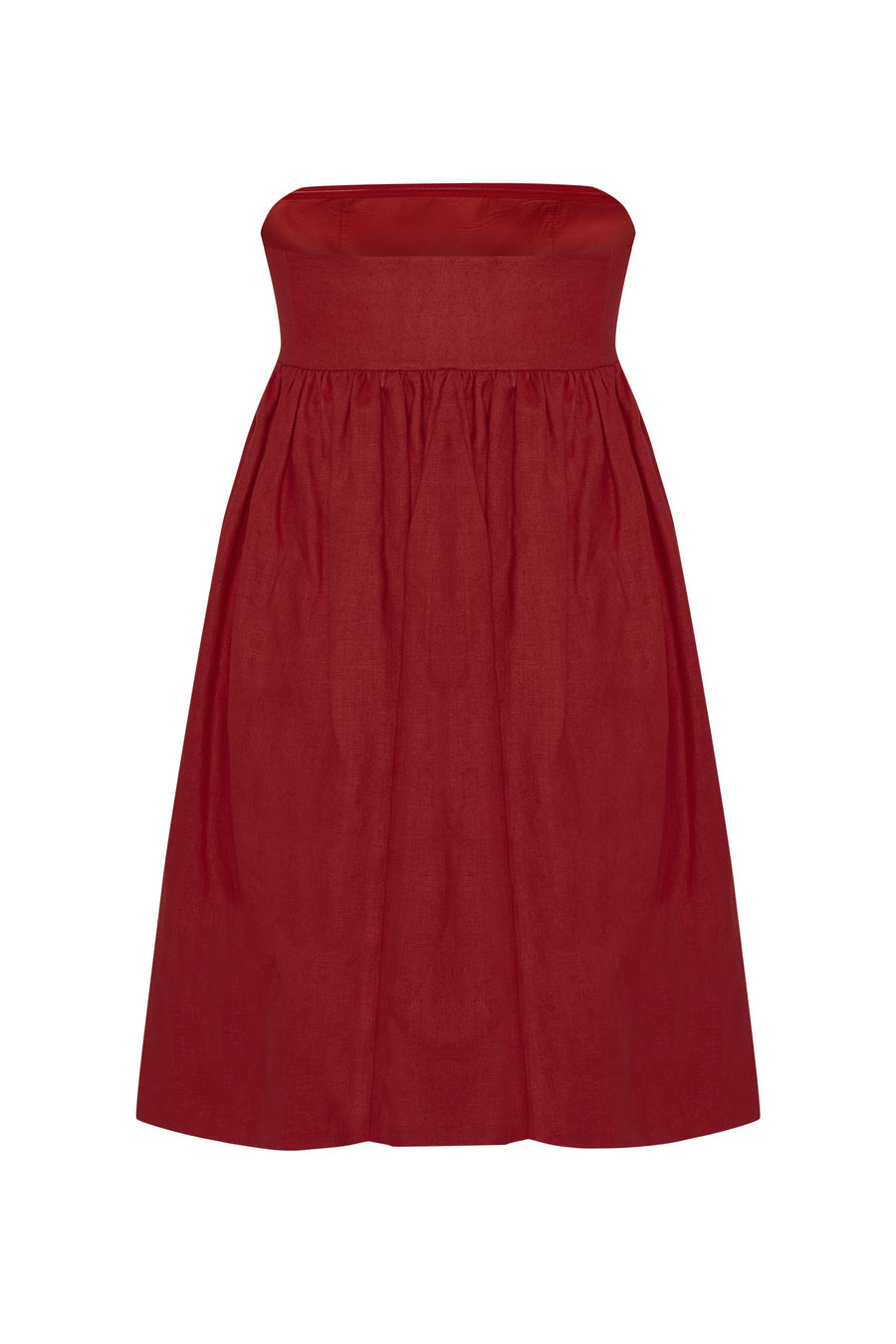 Mykonos Red Linen Strapless Dress