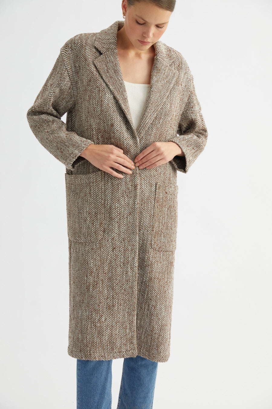 Oversized Herringbone Coat