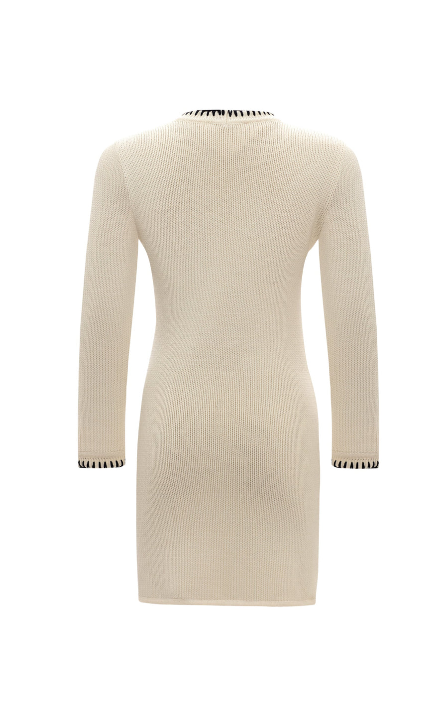 Scarlett Off-White Contrast Stitch Wool Mini Dress