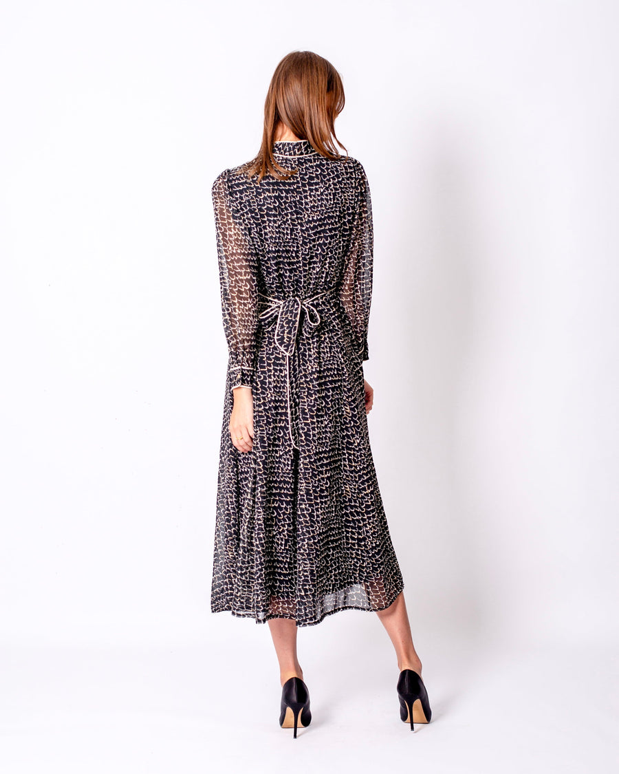 Pocket Detailed Front Buttoned Belted Midi Dress Black