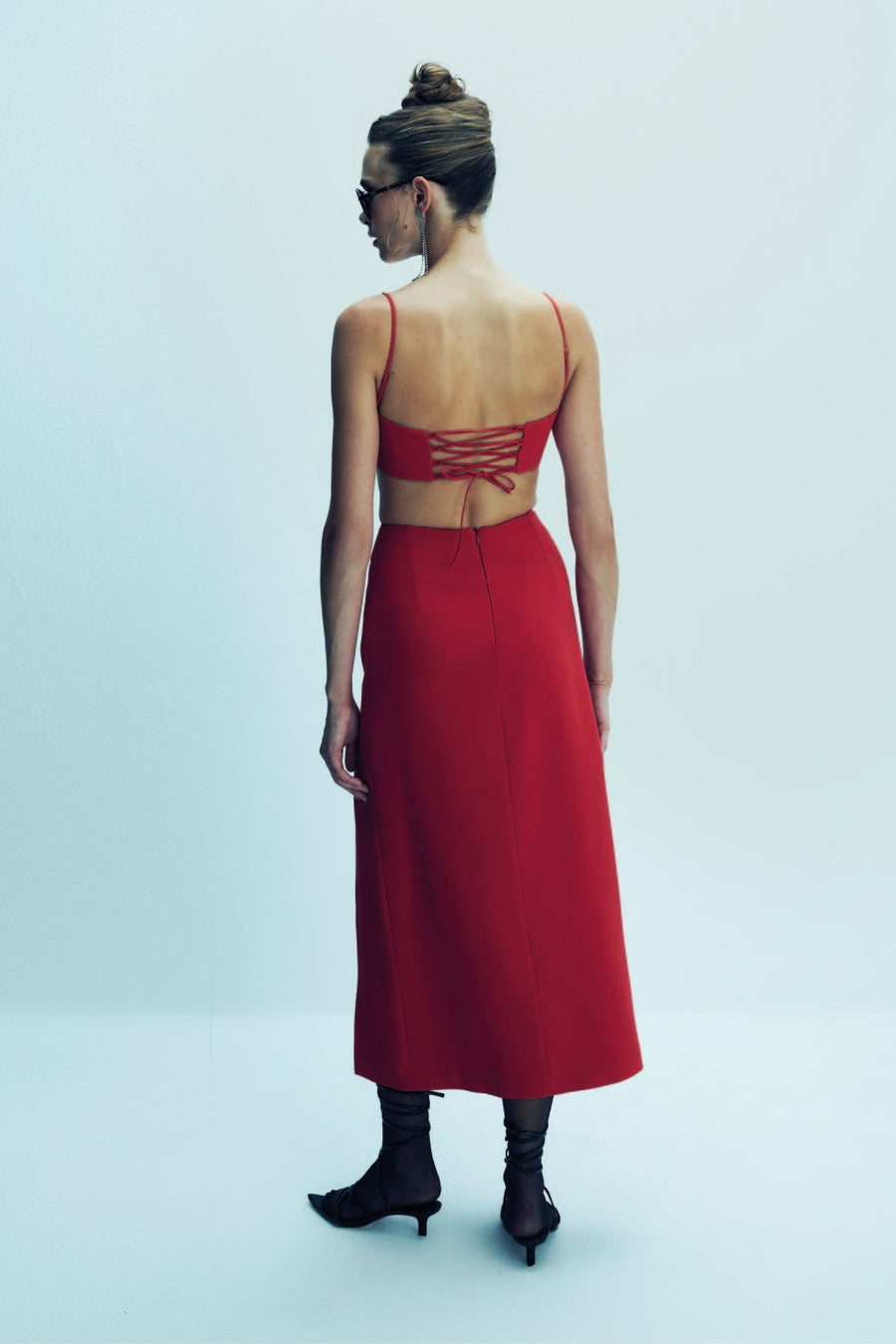 Lea Crepe Maxi Skirt in Paprika Red