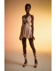 Light Beige Hailey Mini Cupro Dress With Leather Belt