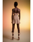 Light Beige Hailey Mini Cupro Dress With Leather Belt