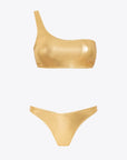 Light Gold Single Shoulder Bikini Set Gold  - Porterist 1