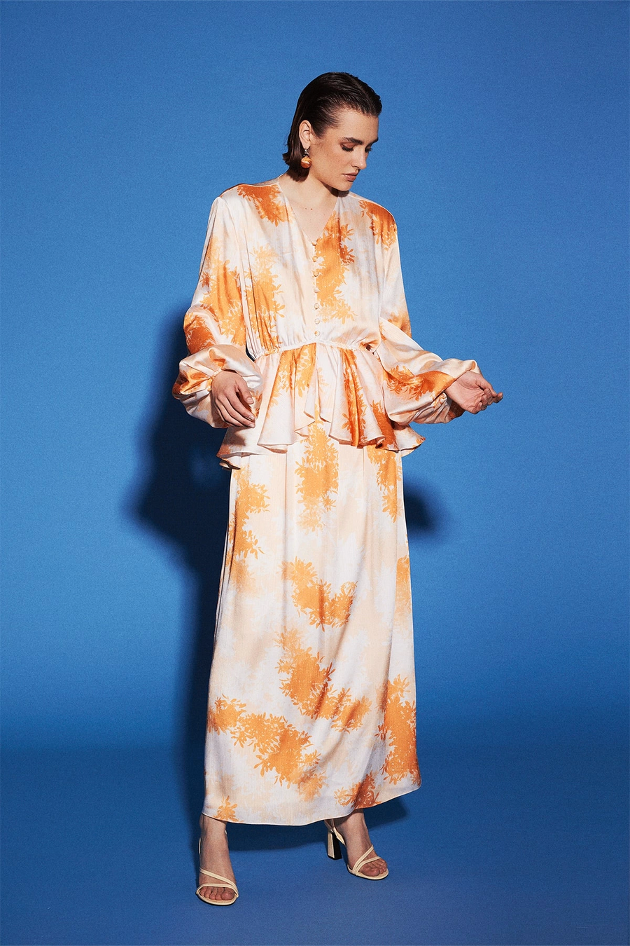 Lina Flounce Dress Orange Fınal Item - Porterist 4