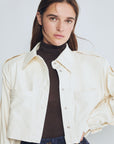 Liva Ecru Leather Mini Jacket - Porterist 1