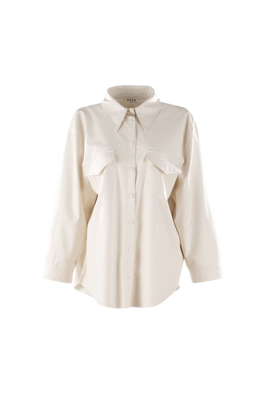 Liva Ecru Leather Oversized Shirt - Porterist 6