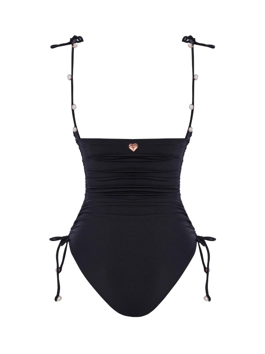 Black One Piece With Real Pearl Accessories | Porterist