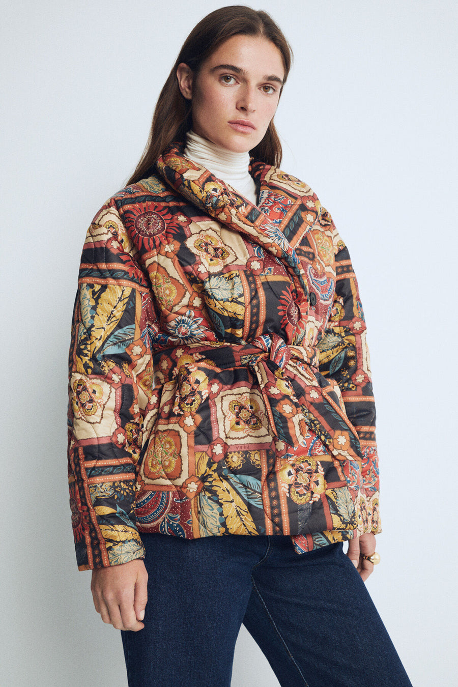 Multicolored Luna Patterned Puffer Coat - Porterist 2