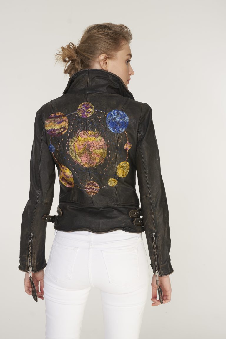 Galaxy Embroidery Leather Jacket | Porterist