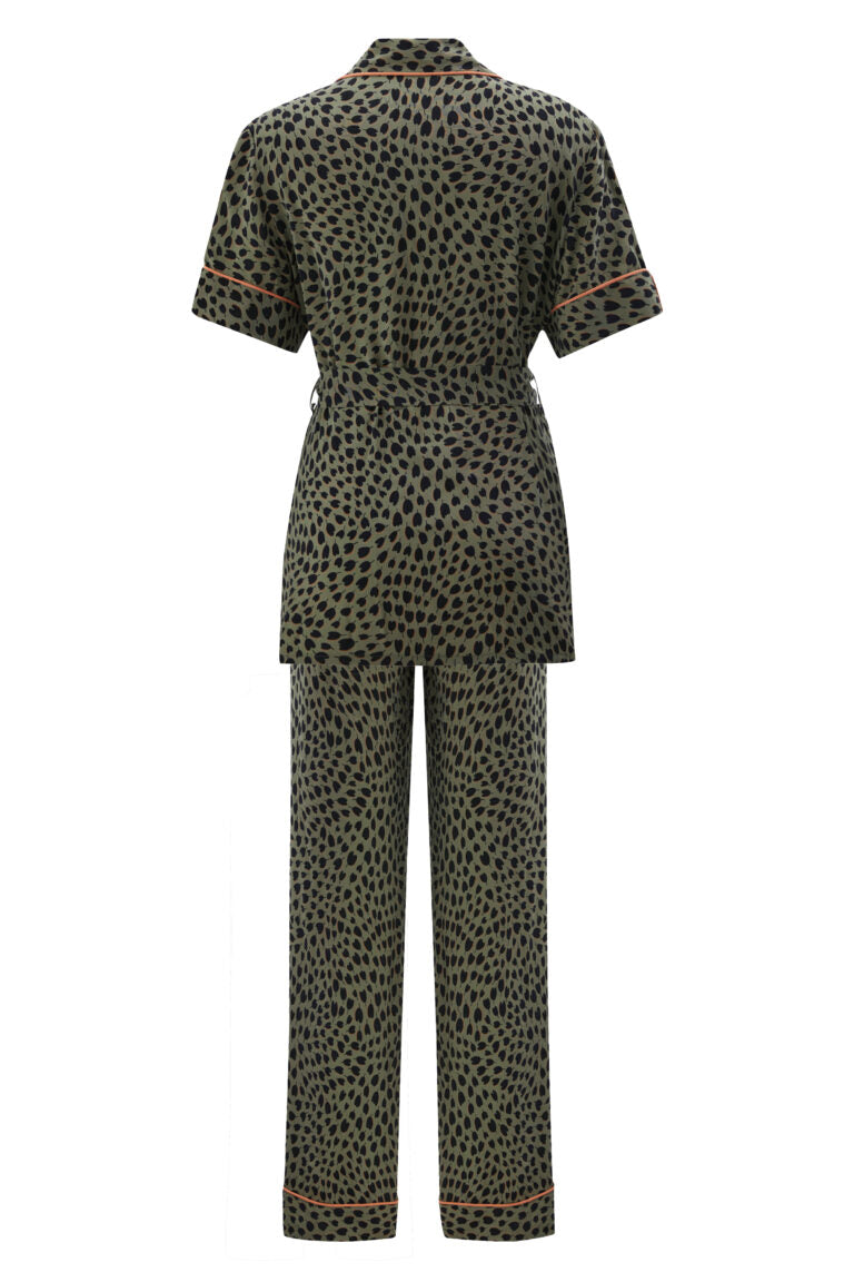 Pajama Set Designed From Adelia Heart Patterned Vegan Cupro