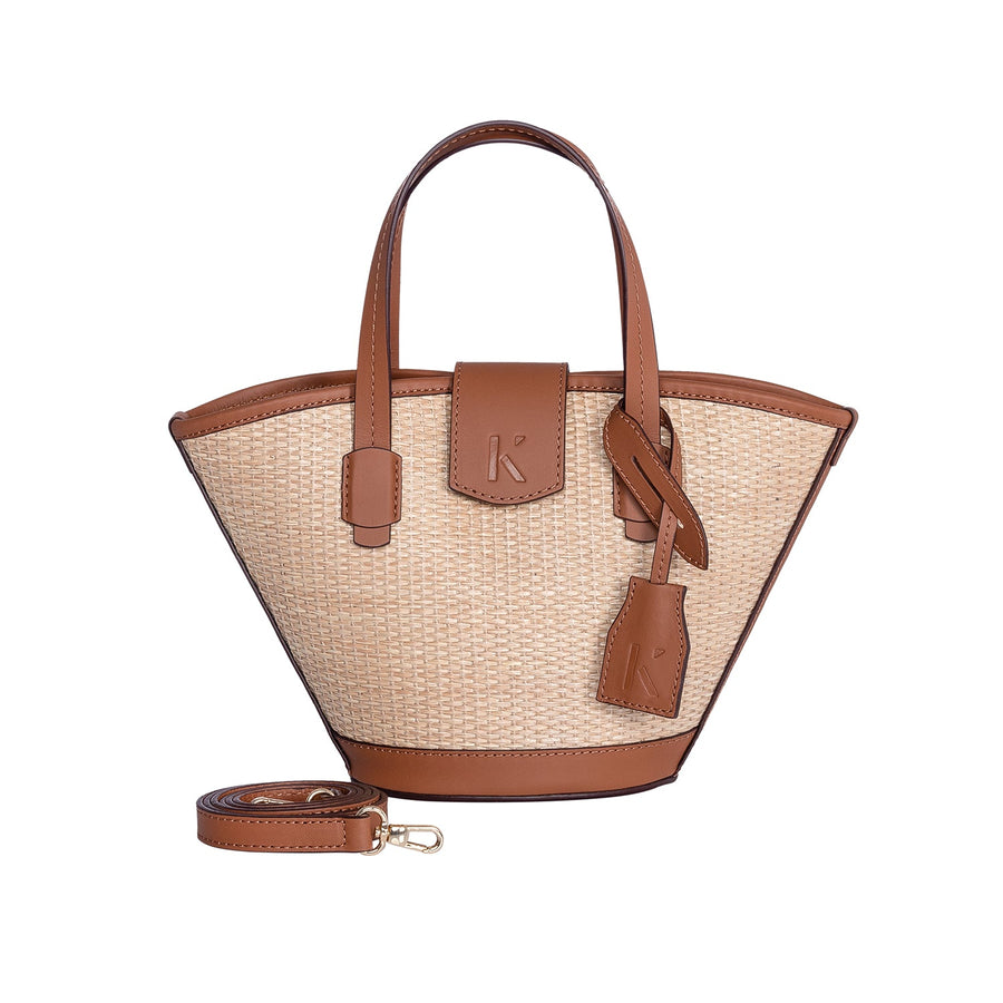 Marla Leather And Rafia Mini Hand & Shoulder Bag | Porterist