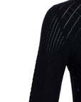 Wool & Silk Martha Openwork Crew - neck Black Sweater