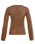 Wool & Silk Martha Openwork Crew - neck Brown Sweater