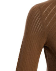 Wool & Silk Martha Openwork Crew - neck Brown Sweater