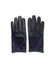 Blue Venus Heart Women Driver Leather Gloves