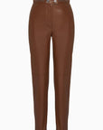 Brown Faux Leather Pants With Metal Accessories | Porterist