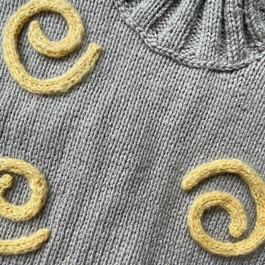 Milky Way Gray & Yellow Hand Knitted Spiral Sweater