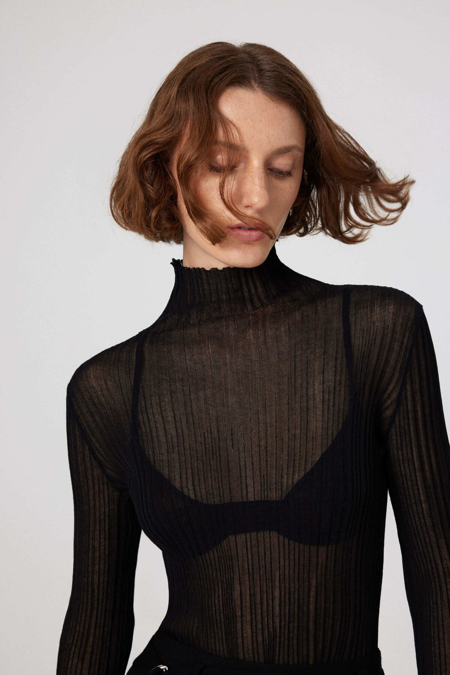 Mısırlı 1951 Black Transparent Turtleneck Blouse  - Porterist 2