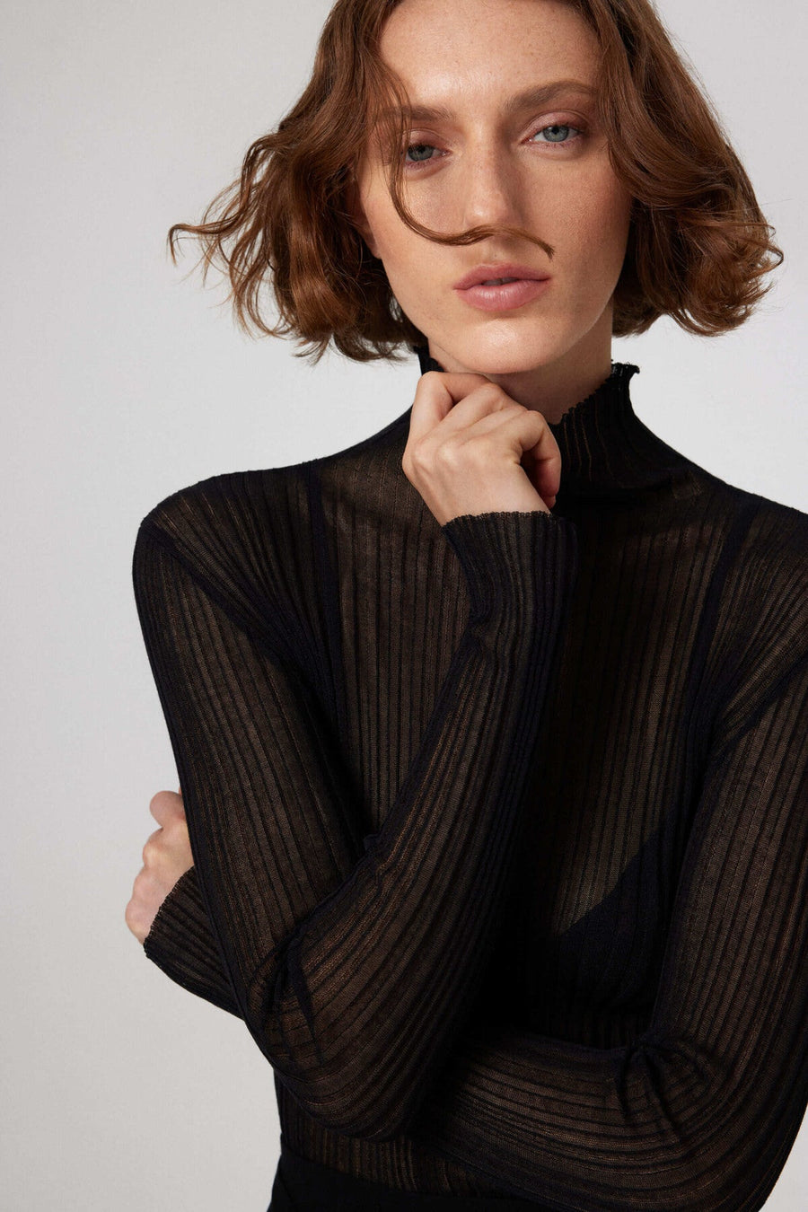 Mısırlı 1951 Black Transparent Turtleneck Blouse  - Porterist 3