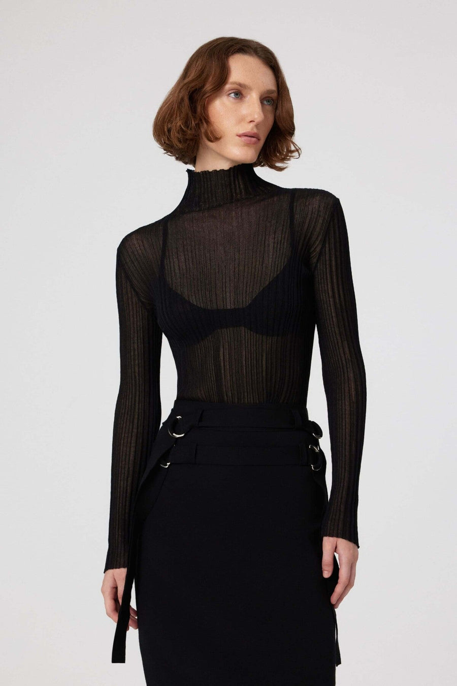 Mısırlı 1951 Black Transparent Turtleneck Blouse  - Porterist 4