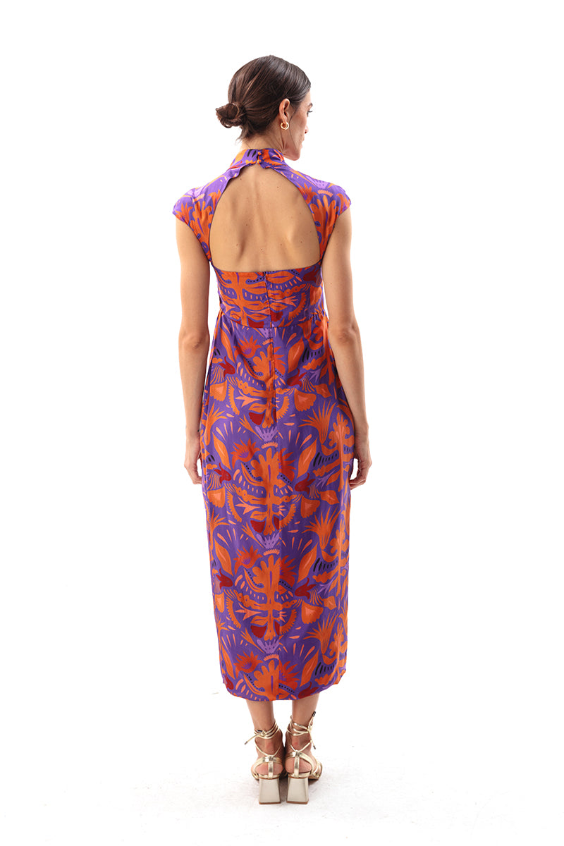 Mauve Maxi Cheongsam Dress Purple  - Porterist 5