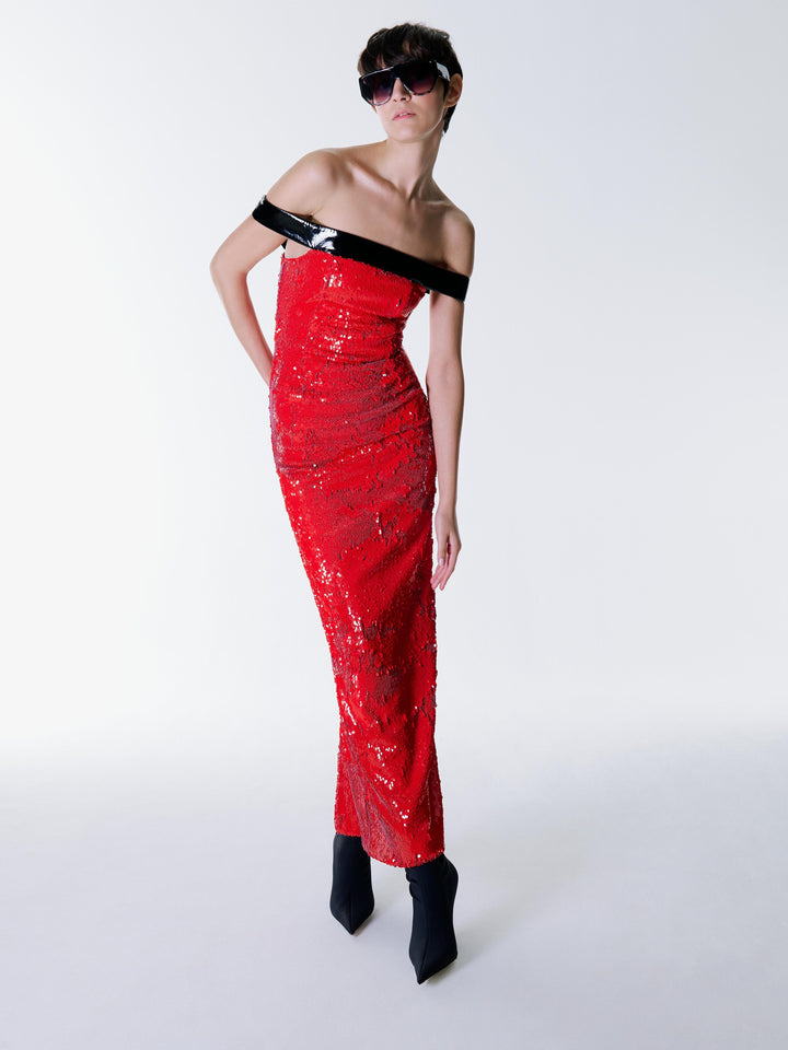 Red Mrs Claus Midi Sequin Dress Hft Fınal Item - Porterist 1