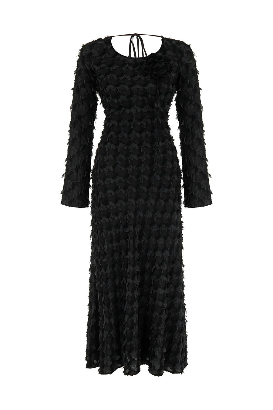Backless Long Sleeve Black Maxi Dress