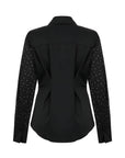 Black Rhinestone Embroidered Button-Up Shirt