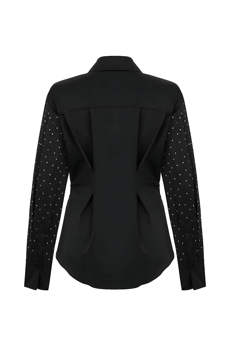 Black Rhinestone Embroidered Button-Up Shirt