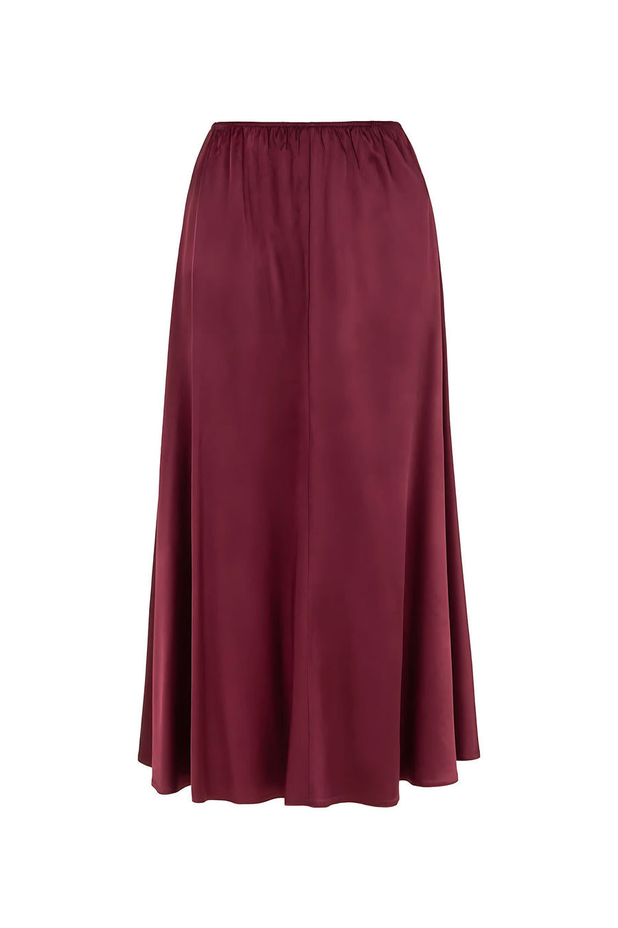 Elastic Waisted Burgundy Midi Skirt