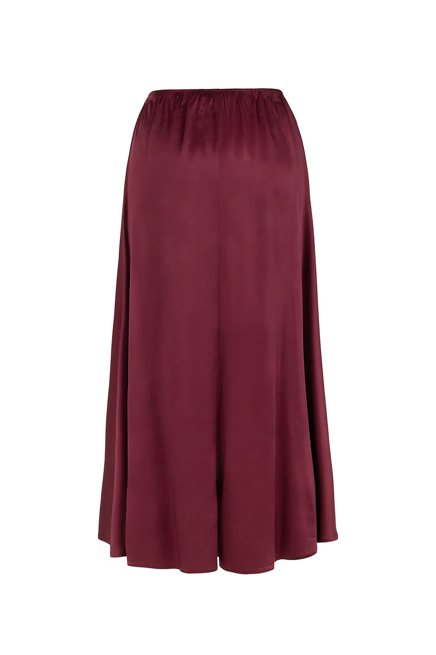 Elastic Waisted Burgundy Midi Skirt