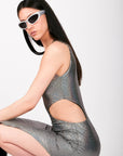 Nicole Disco Silver Cutout Midi Dress | Porterist