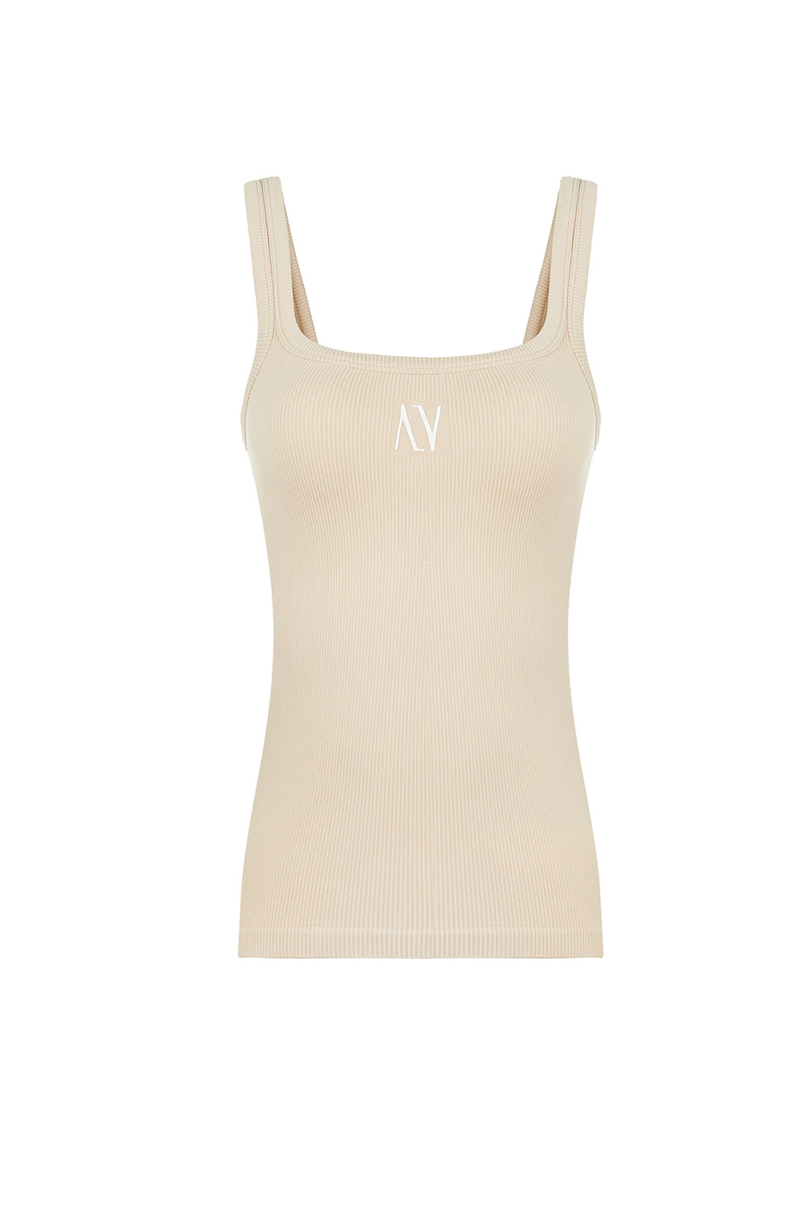 Nocturne Beige Ribbed Wide Strap Top  - Porterist 1