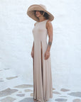 Nude Deep Slit Soft Sleeveless Dress | Porterist