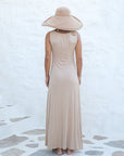 Nude Deep Slit Soft Sleeveless Dress | Porterist