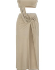 Nude z Detailed Long Strapless Dress | Porterist