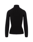 Shoulder Button Detailed Turtleneck Sweater - Black